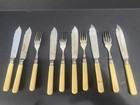 Antique Engraved Epns sterling Silver Fish Cutlery Set Celluloid Handles