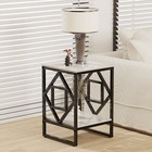 Sintered Stone Side End Table 2 Tier Square With Black Frame Sofa Bedside Nights