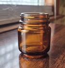 Antique 1910s Illinois Glass Co  Amber Medical Jar Votive Apothecary Pharmacy