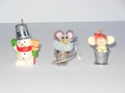 Vintage Lot Of 3 Thimbles 1980 s And 1990 s Snowman Mouse Hallmark