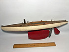 Antique 19 5  Wooden Pond Boat Yacht Sloop Sailing Ship Hull Primitive Toy