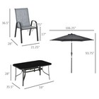 8pcs Outdoor Patio Dining Set Furniture  6 Chairs  Table  Angle Umbrella  Grey