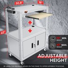 Height Adjustable Media Rolling Av Cart W  Power Strip 2 Locking Casters Gray