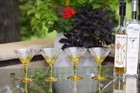 Vintage Etched Yellow Cocktail   Martini Glasses  1930 s  Rare Yellow And Clear