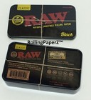 New  Metal Raw Black Rolling Papers Prerolled Cigarette Tin Case 4 6   x 2 5   x1 