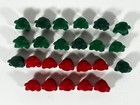 Flocked Teddy Bears Lot Of 24 Miniature Christmas Red Green Dollhouse Crafts