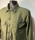 Vintage Military 1970s Vietnam Era Og 107 Cotton Sateen Shirt Green 17 1 2 X 32