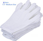 6 Pairs White Cotton Gloves Medium Size 7 5  Moisturizing film Cd dvd  Dress Jew
