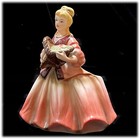 Vintage Lefton Pink Brown Porcelain Lady With Flower Basket Planter Vase 1684a