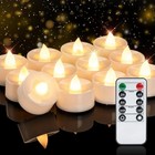 12-pack Remote Flameless Led Battery Tea Light Candles  400 hrs   2 4 6 8h Ti   