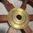 Vintage Ships Wheel Teak Wood With Brass Center And Keyway 24 Inch Diameter