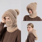 3 In 1 Beanie Hat Women Fleece Lined Beanie Hat Scarf Mask Set Knitted Hat Gift