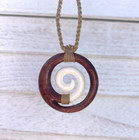 Genuine Koa Wood Hawaiian Design Jewelry Spiral Pendant Choker necklace  45010