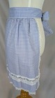 Vintage Beco Originals 1950   s Half Apron Blue white Gingham Lace Trim Pocket