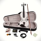Full-size 4 4 White Acoustic Electric Violin Package  Case  Bow  Rosin And More