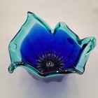 Vtg Murano Style White Cristal Aqua Cobalt Blue Centerpiece Glass Hand Blown