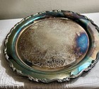 Vintage Oneida Usa Silver Plated Ornate Design 12  Round Serving Tray Platter
