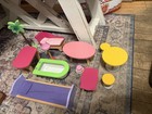 12 Pc Kidkraft Barbie Size Wooden Dollhouse Furniture  Kitchen Living bed