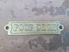 Cast Iron Poop Deck Wall Plaque Sign Nautical Beach House Boat Decor - Gold