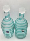 Set Of 2 Signed Blue Cenedese Murano Scavo Bottles Stoppers Vintage Art Glass