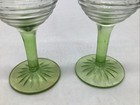 Set Of 2 Anchor Hocking Circle Green Clear Cordial Glasses