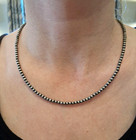 Sterling Silver 4mm Navajo Pearl Necklace Hand-strung 18-22in Southwestern 