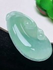 100  Natural Grade A Icy Green Jadeite Jade Ruyi Pendant 1019