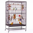 Steel Bird Flight Cage With Wheels - Black  Large