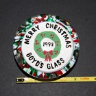 Rare Boyd Art Glass 1978-1993 Christmas 3  Paperweight   Red   Green   Signed