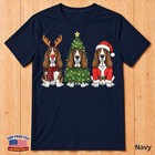 Retro Christmas Santa Reindeer Design For Basset Hound Dog Lovers T-shirt
