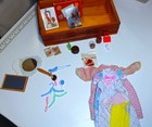 Vintage Dollhouse Miniatures  Doll Clothes   Accessories Estate Lot W cedar Box