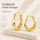 14k Solid Yellow Gold Twisted Hoop Earrings Polished Huggie Hoops For Women