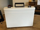 Vtg Genuine Bernina Accessory Storage Box Carry Case White red Hidden Drawer