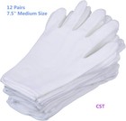12 Pairs White Cotton Gloves 7 5  Medium Size cst  Film  Coins  Cd dvd  M 