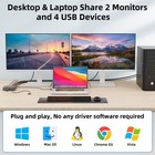 Kvm Switch 2 Monitors For 1 Laptop And 1 Desktop 4k 60hz  Usb C Hdmi Dual Mon   