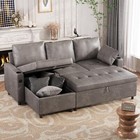 Sleeper Sofa Bed 3-in-1 Pull Out Sectional Couch W  Reversible Chaise   Storage