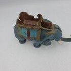 Vintage Cast Iron Mechanical Bank Circus Elephant Coin Metal Piggie Bank Blue