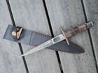 Vintage V42 Dagger Knife Case Fix Damascus Double Edge Blade War Devil s Brigade