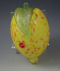 Mid Century Murano Glass Life Size Lemon Fruit Original Sticker Spatter