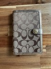 Y2k Coach Signature Canvas Leather Address Book Planner Agenda With Pen 