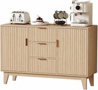 47  Modern Farmhouse Coffee Bar Cabinet Fluted Sideboard Buffet 2 Door 3 Drawer