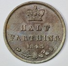 1843 Great Britain Young Head Half Farthing Unc