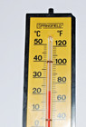 Vtg Springfield Instrument Co No  096 Yellow Black Plastic Wall Thermometer 9 