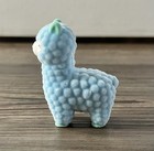 Mini Fuzzy Soft Blue Llama Figure Farm Animal Miniature Shelf Decor Quirky Small