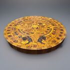 Vintage Wooden Aztec Mayan Mexico Calendar Hand Carved Inlay Wood Art Mexican