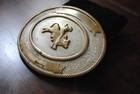 Vintage Large Rodeo Cowboys Bull Riding Trophy Belt Buckle German Silver 80s 70s