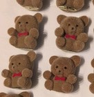 Vintage Miniature Flocked Teddy Bears Lot Of 25 Fuzzy Brown W  Red Bows Crafting