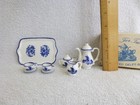 Elesva Handpainted Delft Blue Miniature Tea For Two Set Holland 10pc Vintage