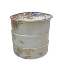 Vintage Japanese Porcelain Trinket Box 3 Tier Stacking Floral Gilt Decor