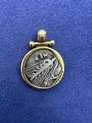 Vintage Style Coin Pendant Gold Tone Roman Goddess Medallion Necklace Charm